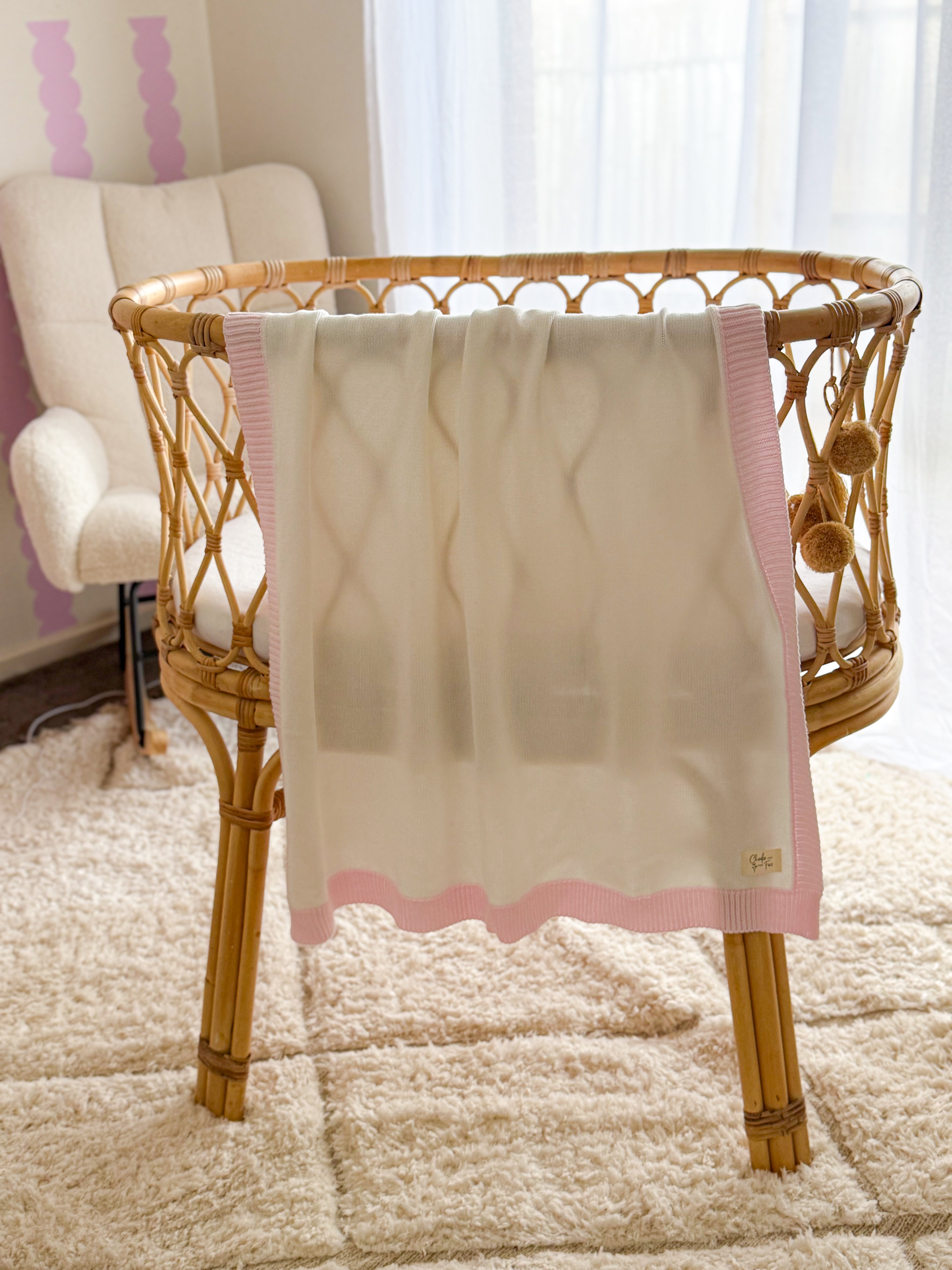 White Blanket with Pink Trim