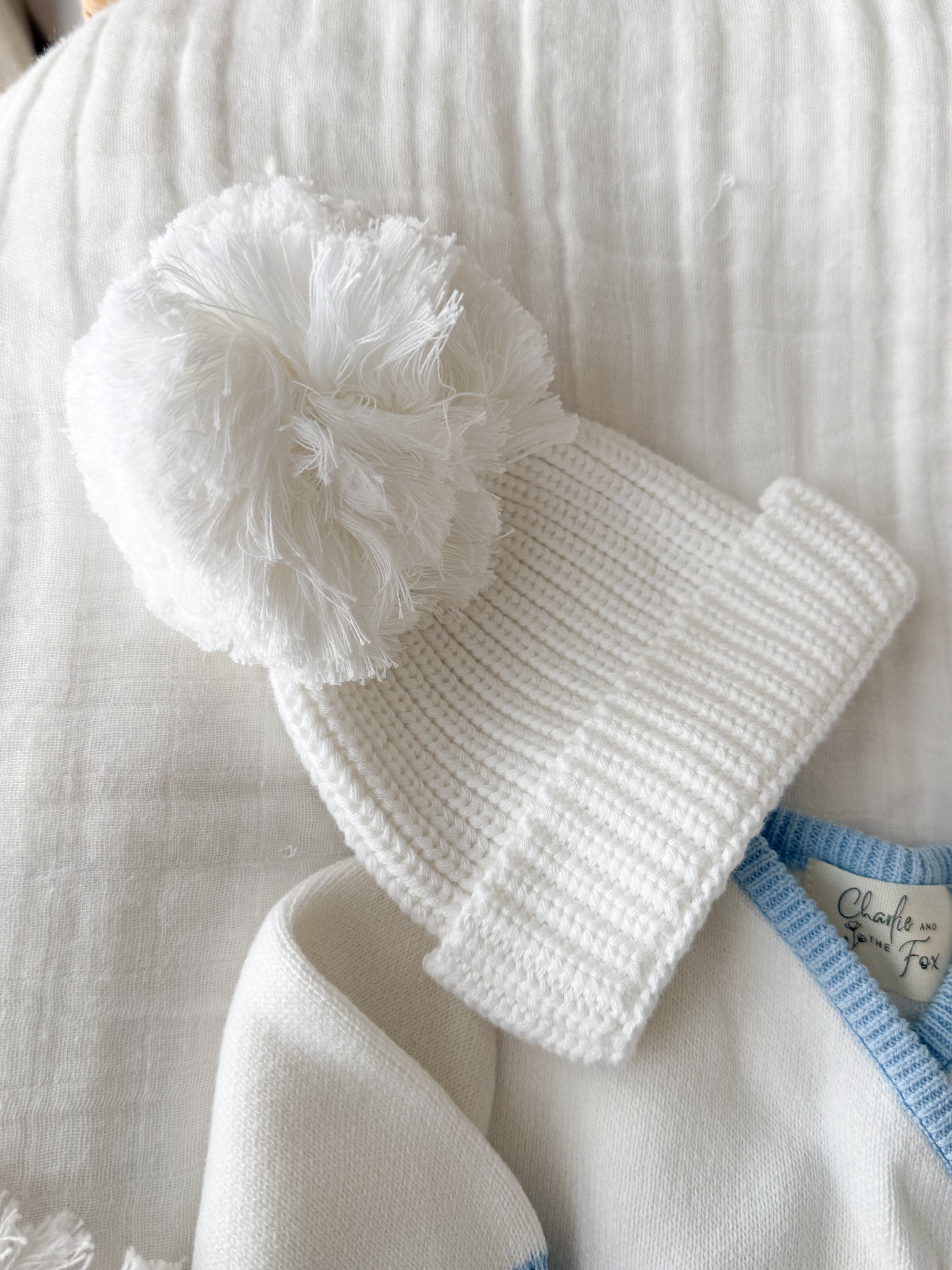 Blue Baby Boy Announcement Bundle - White Accessories