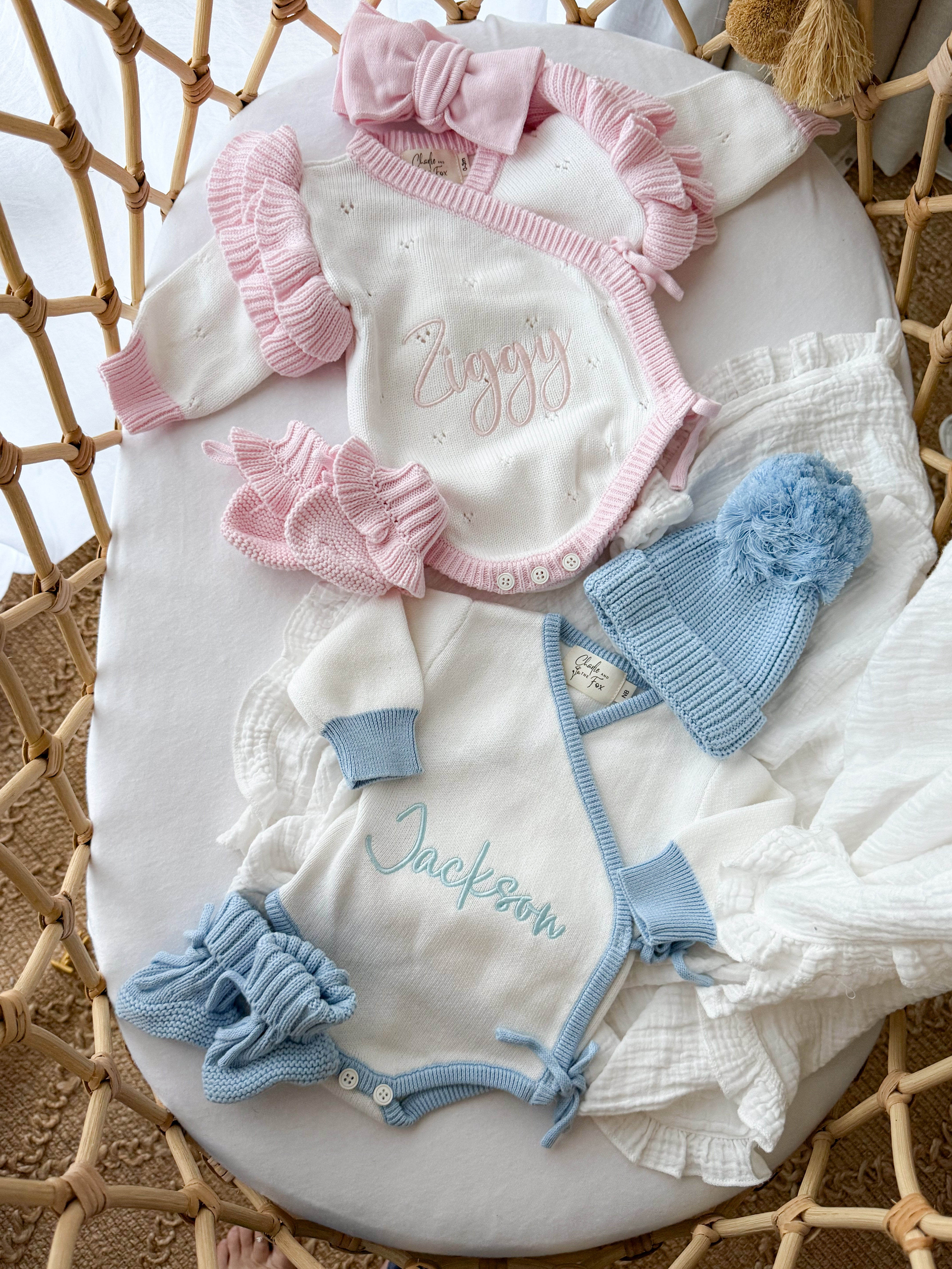 Pink Baby Girl Announcement Set - White Accessories