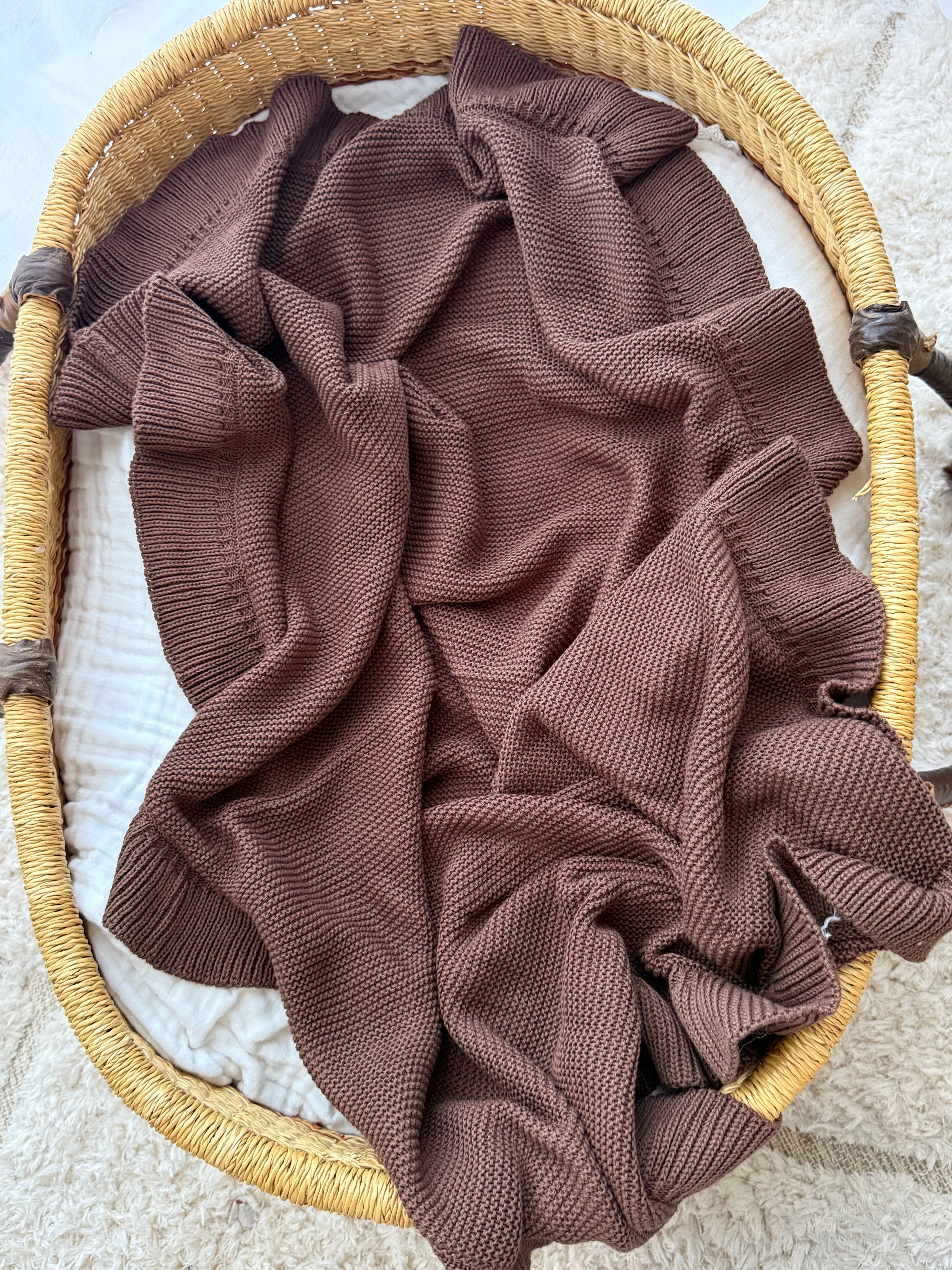 Brown Knit Baby Blanket