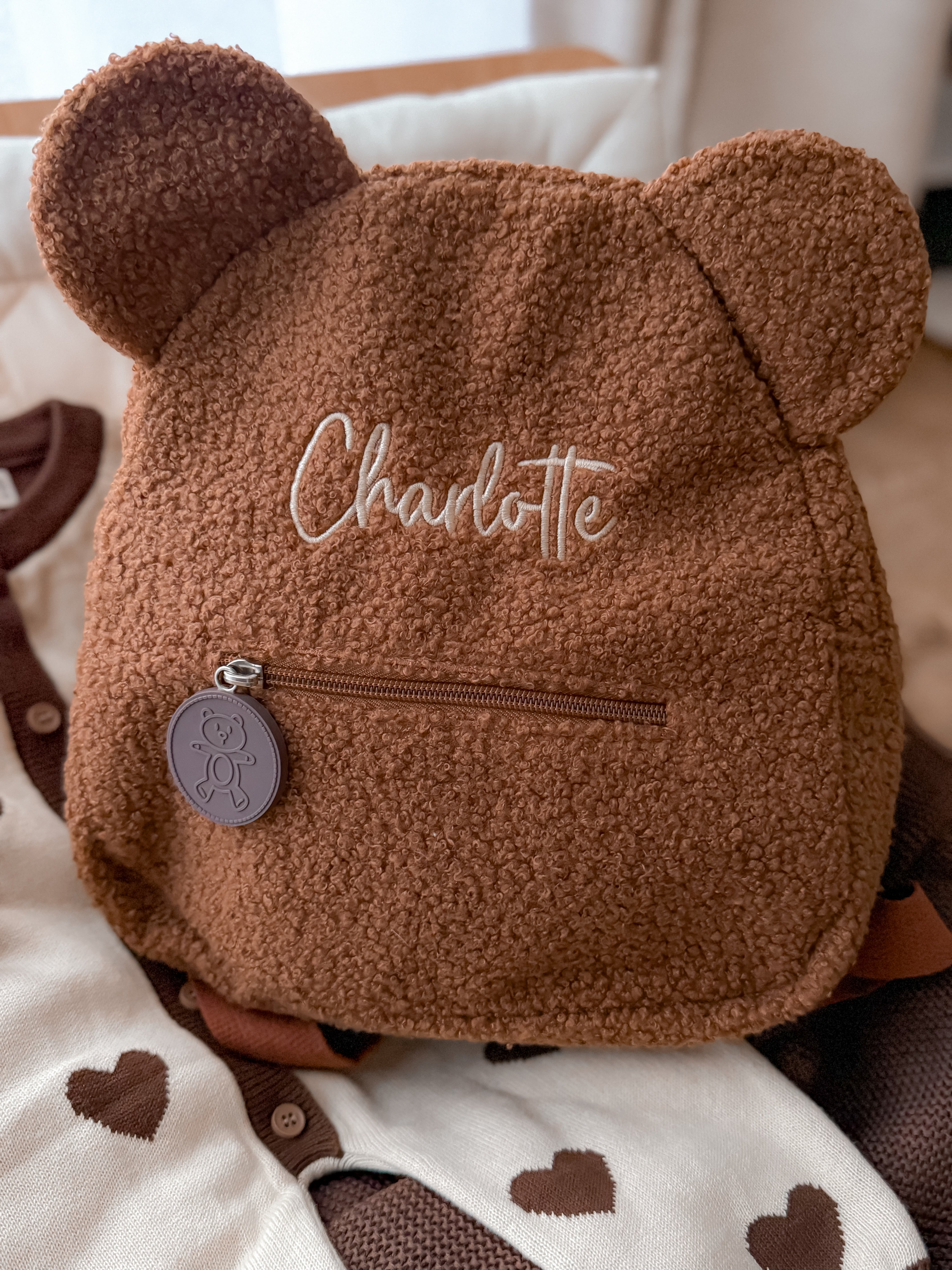 Baby Bear Brown Bouclé Backpack